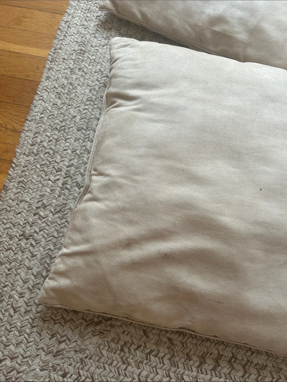 Beige Suede Decorative Throw Pillows - Set of 2